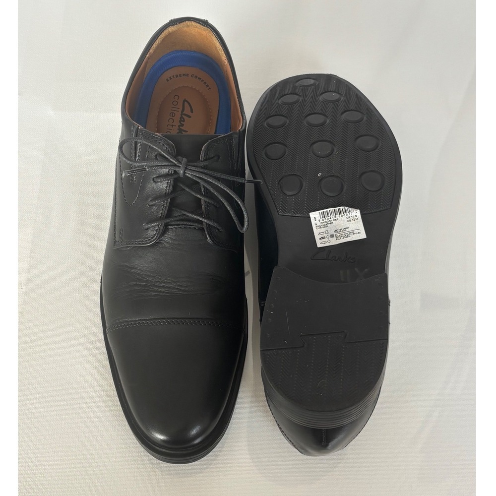 Clarks Whiddon Cap Mens Black Leather Cap Toe Oxford Dress Shoes Size 12 M - Picture 8 of 9